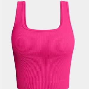 OQQ Vibrant Pink Ribbed Tank Top New